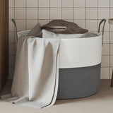 vidaXL Opbergmand Ø 38x46 cm katoen grijs en wit