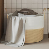 vidaXL Opbergmand Ø 38x46 cm katoen grijs en wit