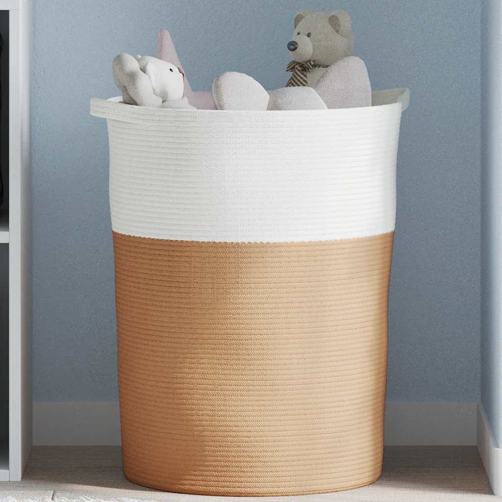 vidaXL Storage basket Ø 49x65 cm cotton brown and white