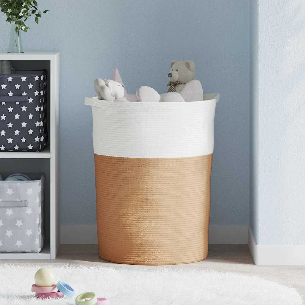 vidaXL Storage basket Ø 49x65 cm cotton brown and white
