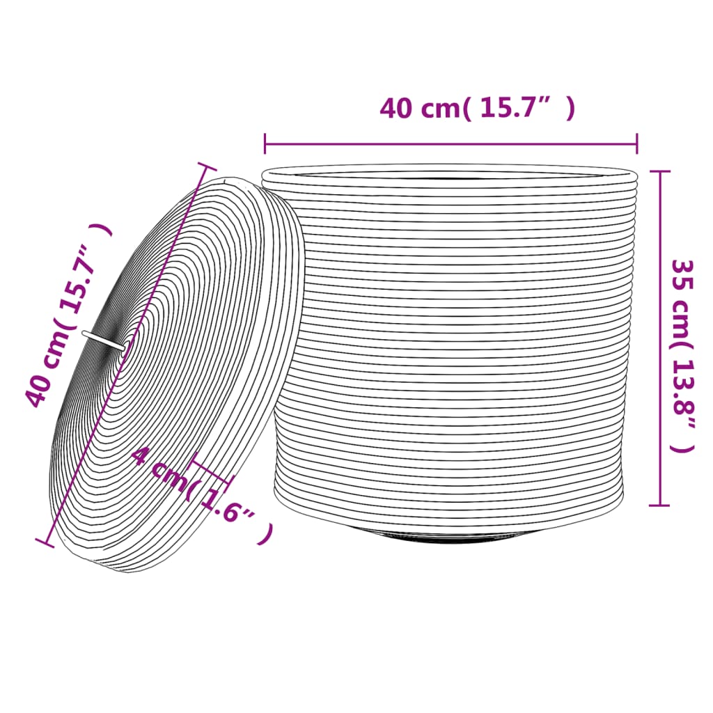 vidaXL Storage Basket with Lid Ø 40x35 cm Cotton White and Black