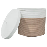 vidaXL Storage Basket with Lid Ø 40x35 cm Cotton White and Black