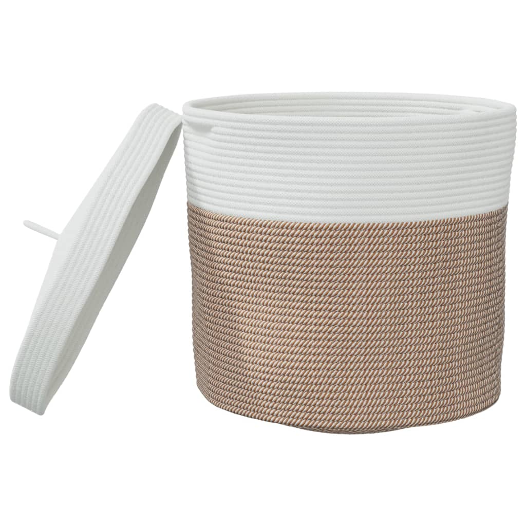 vidaXL Storage Basket with Lid Ø 40x35 cm Cotton White and Black