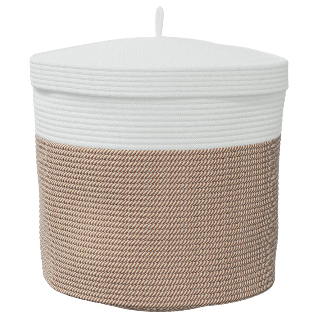 vidaXL Storage Basket with Lid Ø 40x35 cm Cotton White and Black