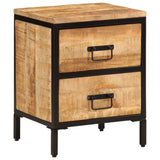 vidaXL Nightstand with 2 drawers 40x35x53 cm solid rough mango wood