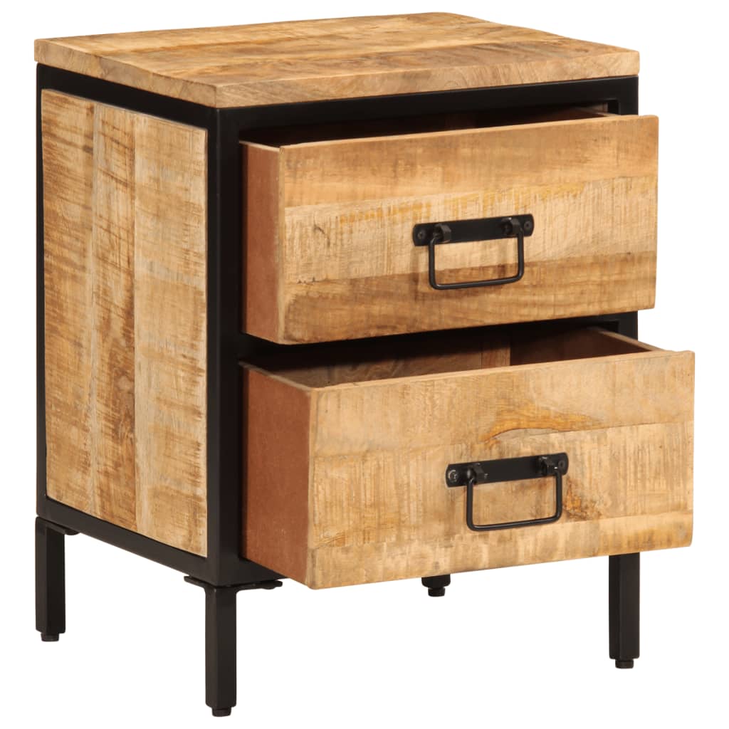 vidaXL Nightstand with 2 drawers 40x35x53 cm solid rough mango wood