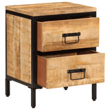 vidaXL Nightstand with 2 drawers 40x35x53 cm solid rough mango wood