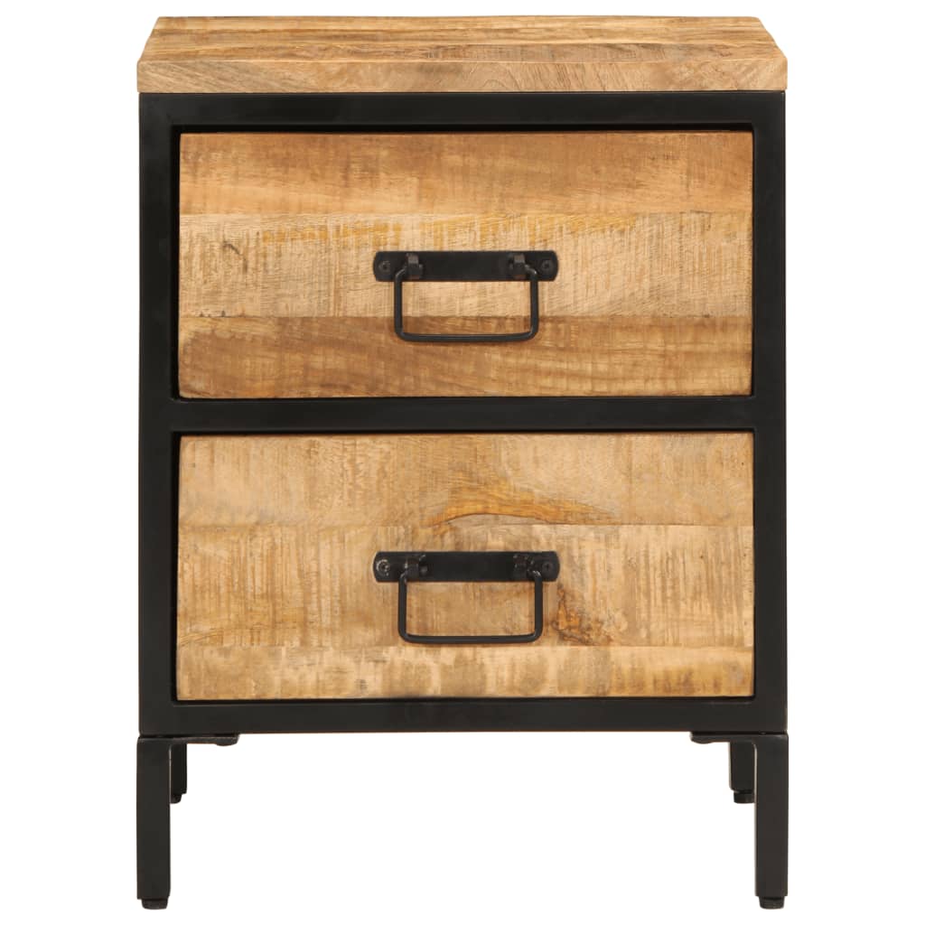 vidaXL Nightstand with 2 drawers 40x35x53 cm solid rough mango wood
