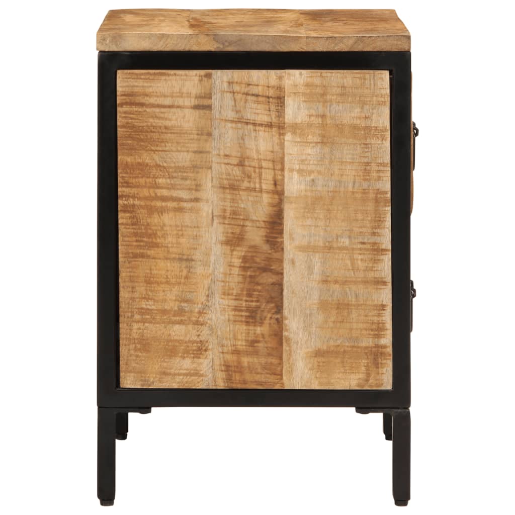 vidaXL Nightstand with 2 drawers 40x35x53 cm solid rough mango wood