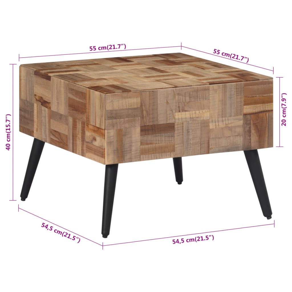 vidaXL Wandtafel 110x34x80 cm massief gerecycled teakhout