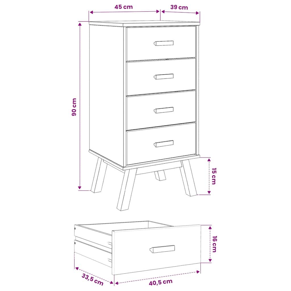 vidaXL Bedside Cabinet OLDEN Solid Pine Brown