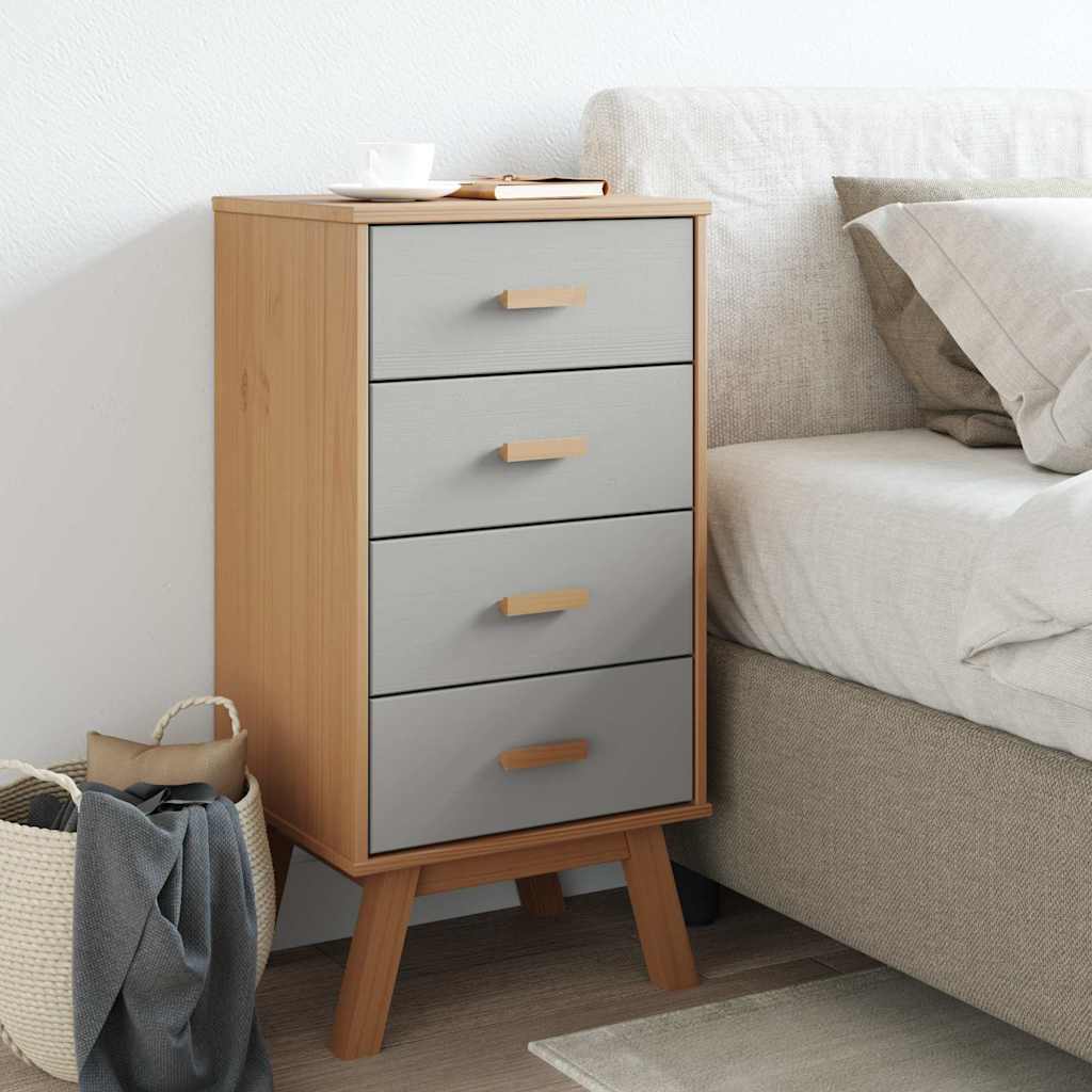 vidaXL Bedside Cabinet OLDEN Solid Pine Brown