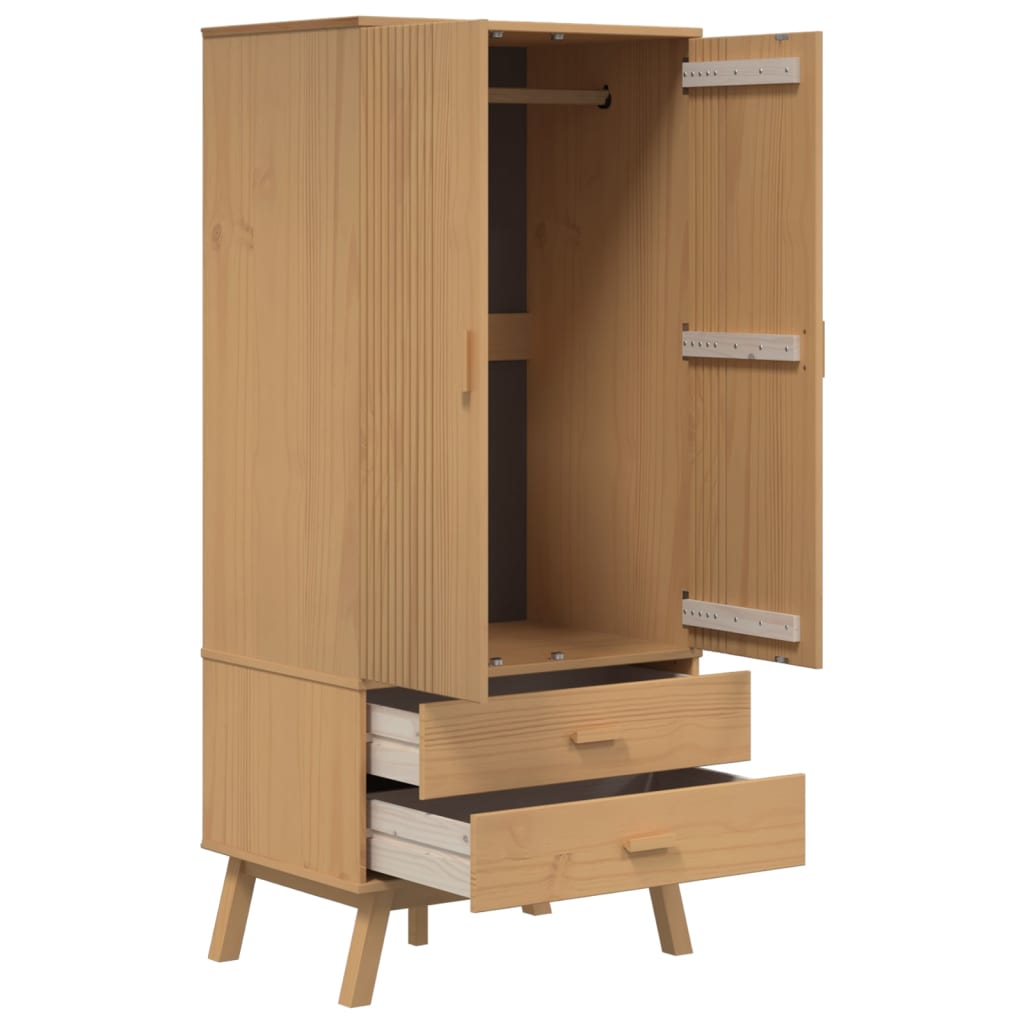 vidaXL Kledingkast OLDEN 76,5x53x172 cm massief grenenhout bruin
