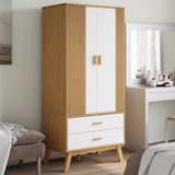vidaXL Kledingkast OLDEN 76,5x53x172 cm massief grenenhout bruin