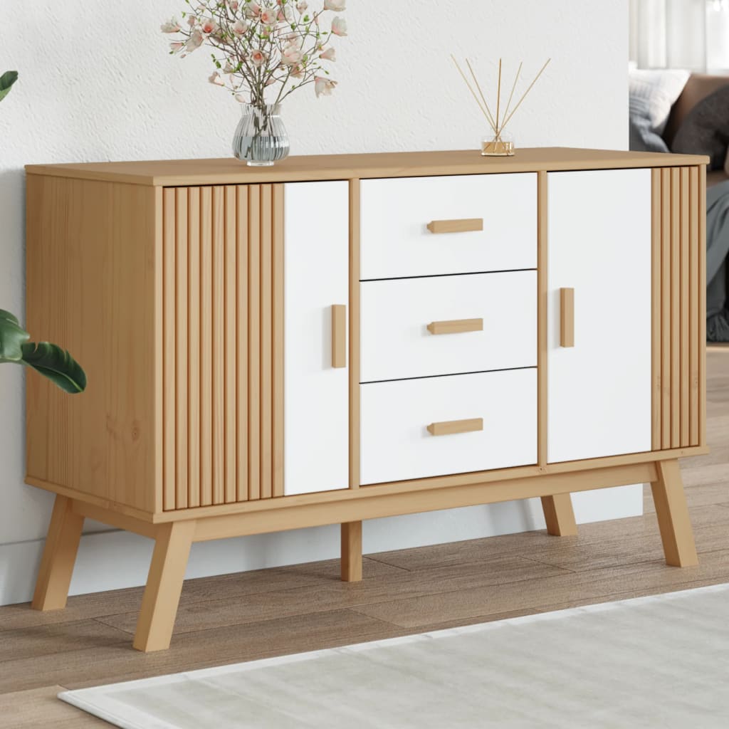 vidaXL Dressoir OLDEN 114x43x73,5 cm massief grenenhout bruin