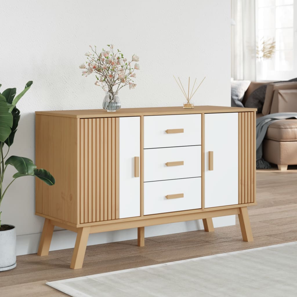 vidaXL Dressoir OLDEN 114x43x73,5 cm massief grenenhout bruin