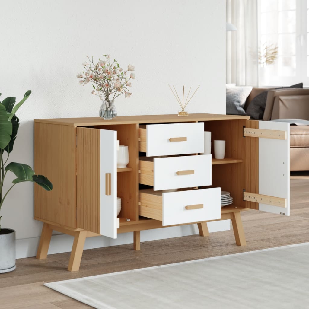 vidaXL Dressoir OLDEN 114x43x73,5 cm massief grenenhout bruin