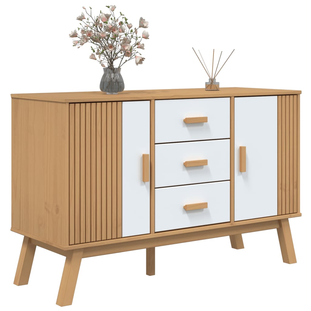 vidaXL Dressoir OLDEN 114x43x73,5 cm massief grenenhout bruin