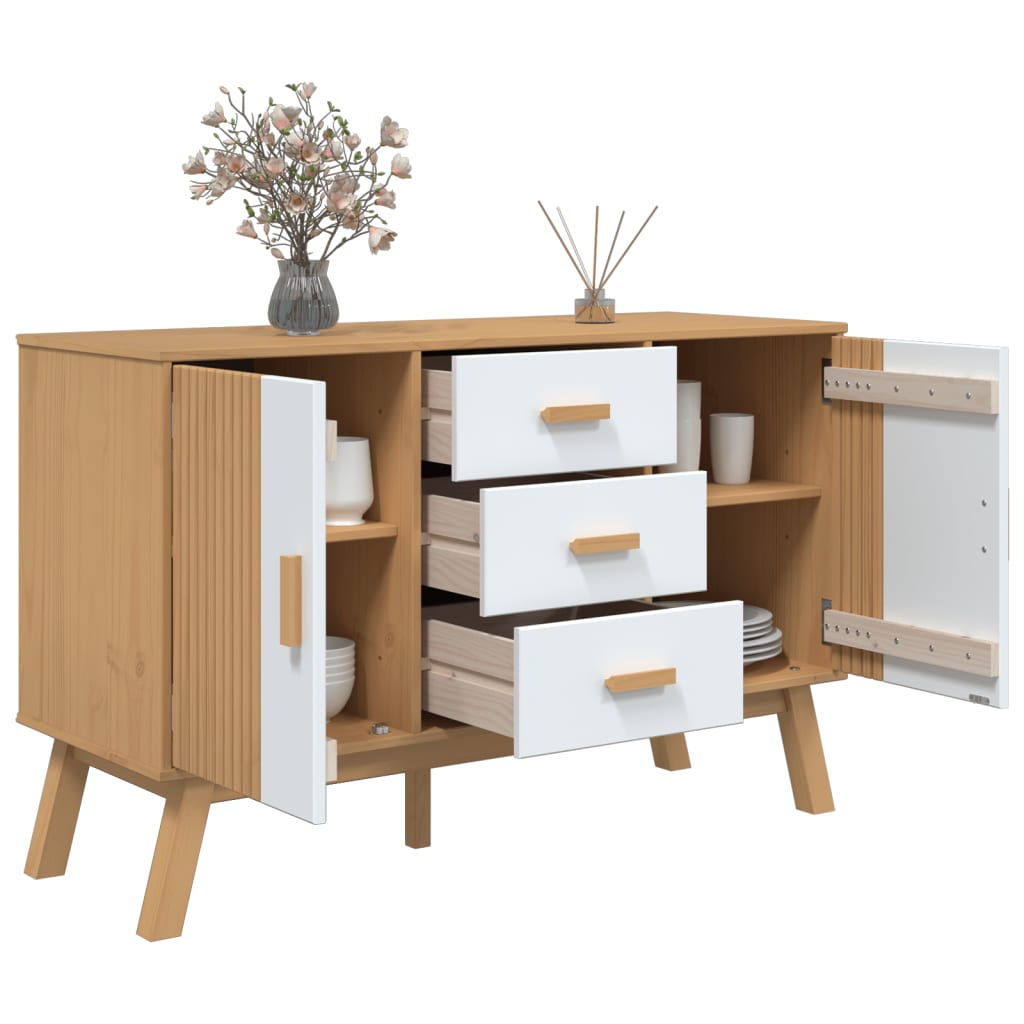 vidaXL Dressoir OLDEN 114x43x73,5 cm massief grenenhout bruin