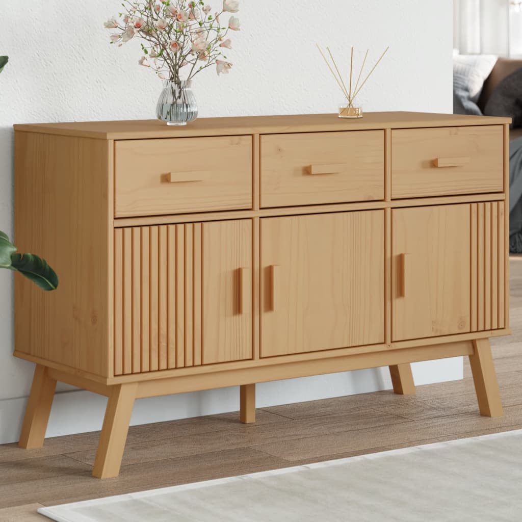 vidaXL Dressoir OLDEN 114x43x73,5 cm massief grenenhout bruin