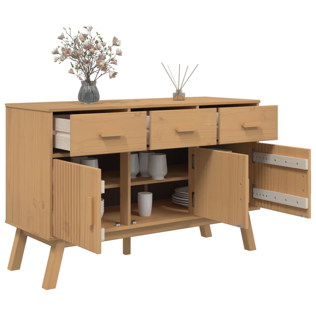 vidaXL Dressoir OLDEN 114x43x73,5 cm massief grenenhout bruin