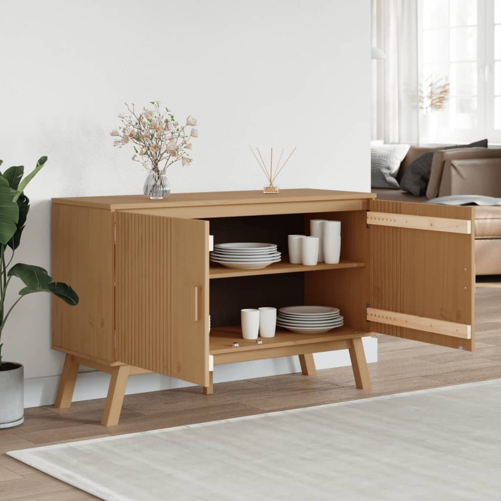 vidaXL Dressoir OLDEN 114x43x73,5 cm massief grenenhout bruin
