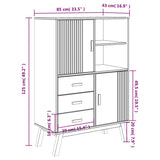 vidaXL Hoge kast OLDEN 85x43x125 cm massief grenenhout bruin