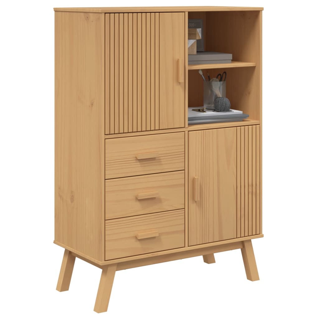 vidaXL Hoge kast OLDEN 85x43x125 cm massief grenenhout bruin