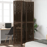 vidaXL 3-Panel Room Divider Solid Paulownia Wood Dark Brown