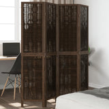 vidaXL 3-Panel Room Divider Solid Paulownia Wood Dark Brown