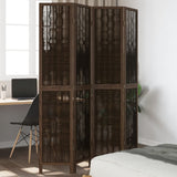 vidaXL 3-Panel Room Divider Solid Paulownia Wood Dark Brown