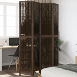 vidaXL 3-Panel Room Divider Solid Paulownia Wood Dark Brown
