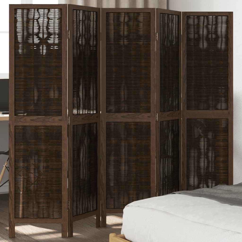 vidaXL 3-Panel Room Divider Solid Paulownia Wood Dark Brown