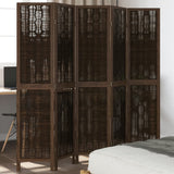 vidaXL 3-Panel Room Divider Solid Paulownia Wood Dark Brown