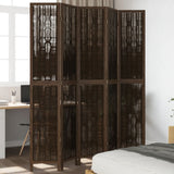 vidaXL 3-Panel Room Divider Solid Paulownia Wood Dark Brown