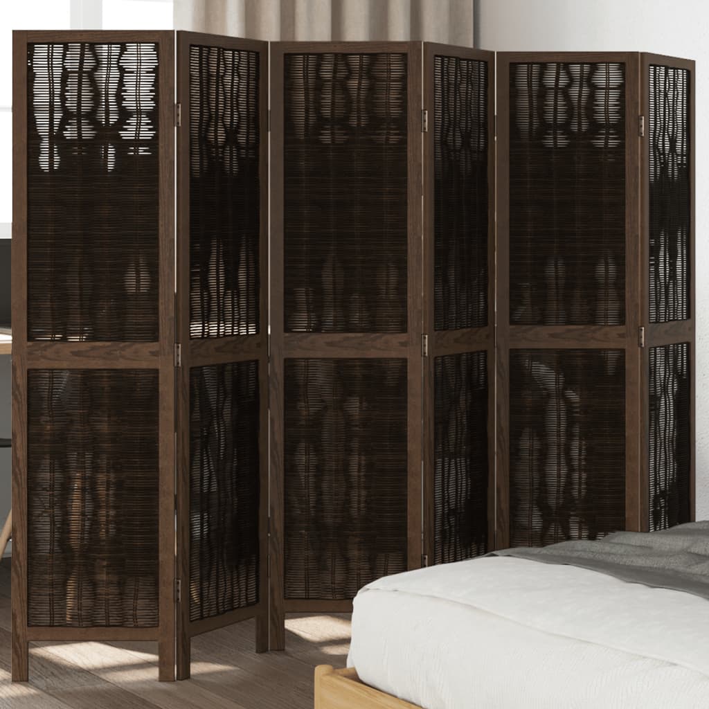 vidaXL 3-Panel Room Divider Solid Paulownia Wood Dark Brown