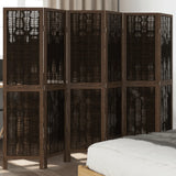 vidaXL 3-Panel Room Divider Solid Paulownia Wood Dark Brown