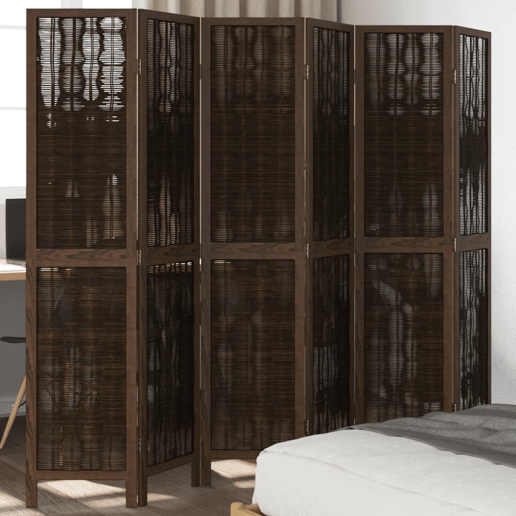 vidaXL 3-Panel Room Divider Solid Paulownia Wood Dark Brown