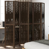 vidaXL 3-Panel Room Divider Solid Paulownia Wood Dark Brown