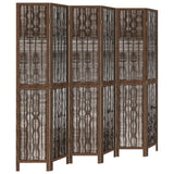 vidaXL 3-Panel Room Divider Solid Paulownia Wood Dark Brown