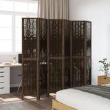 vidaXL 3-Panel Room Divider Solid Paulownia Wood Dark Brown