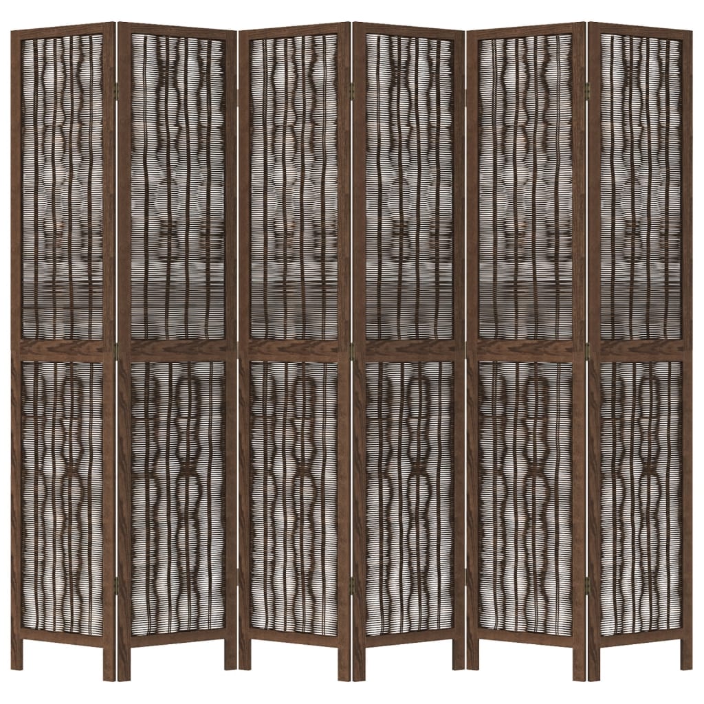 vidaXL 3-Panel Room Divider Solid Paulownia Wood Dark Brown