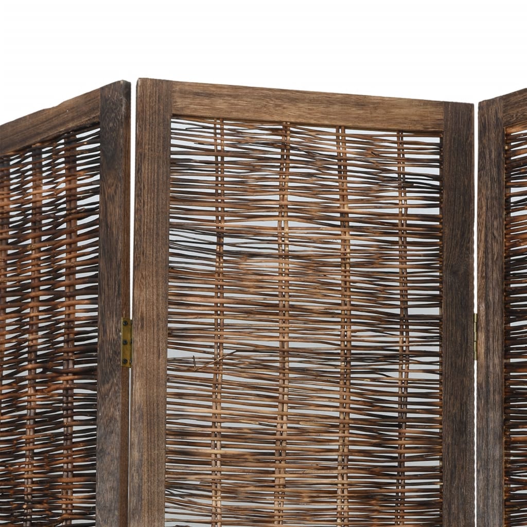 vidaXL 3-Panel Room Divider Solid Paulownia Wood Dark Brown