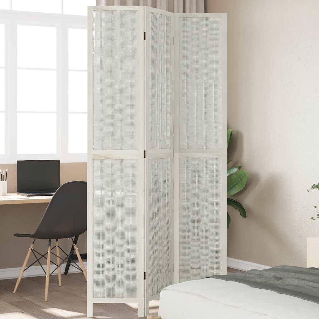 vidaXL Kamerscherm met 3 panelen massief paulowniahout wit
