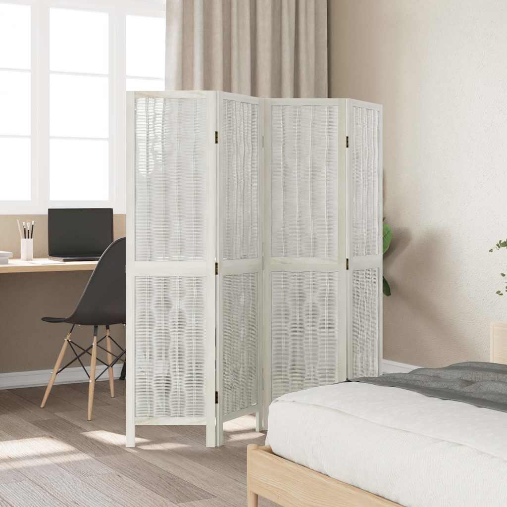 vidaXL Kamerscherm met 3 panelen massief paulowniahout wit