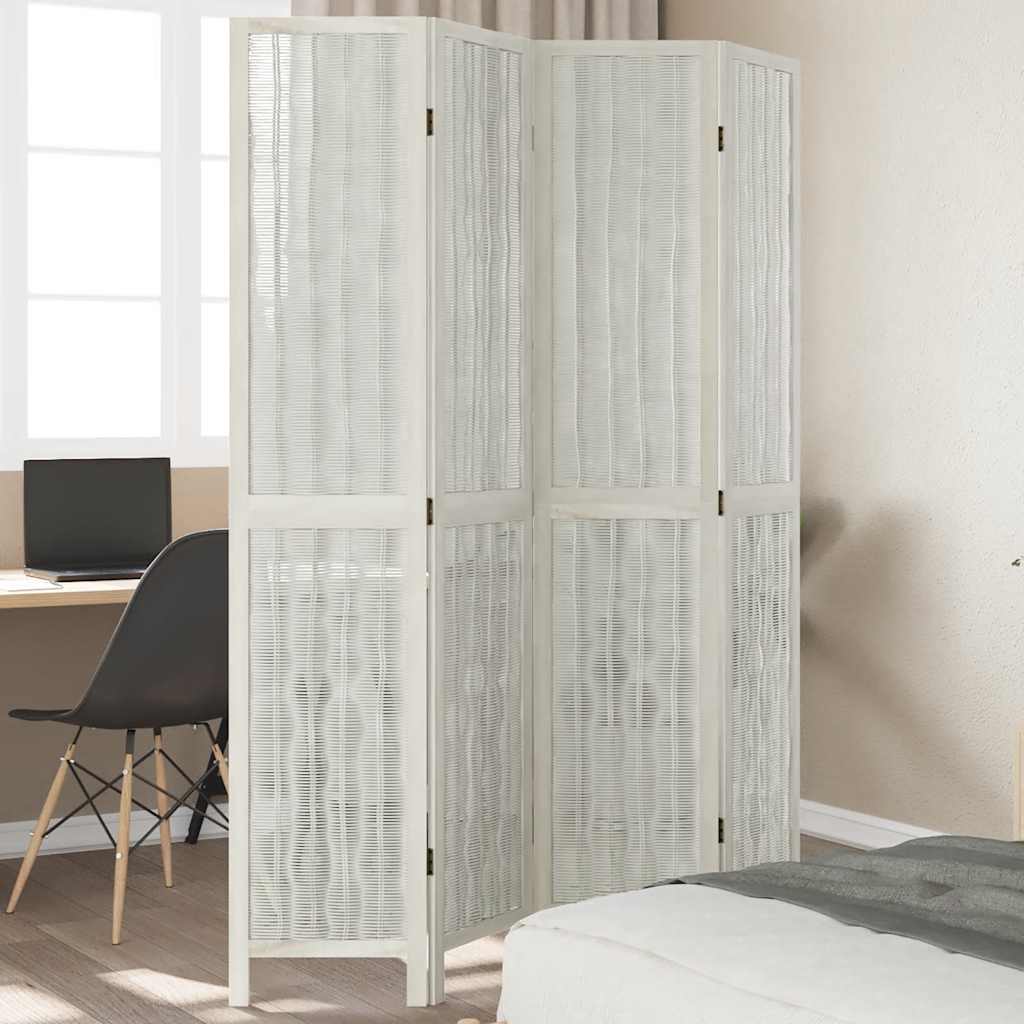 vidaXL Kamerscherm met 3 panelen massief paulowniahout wit