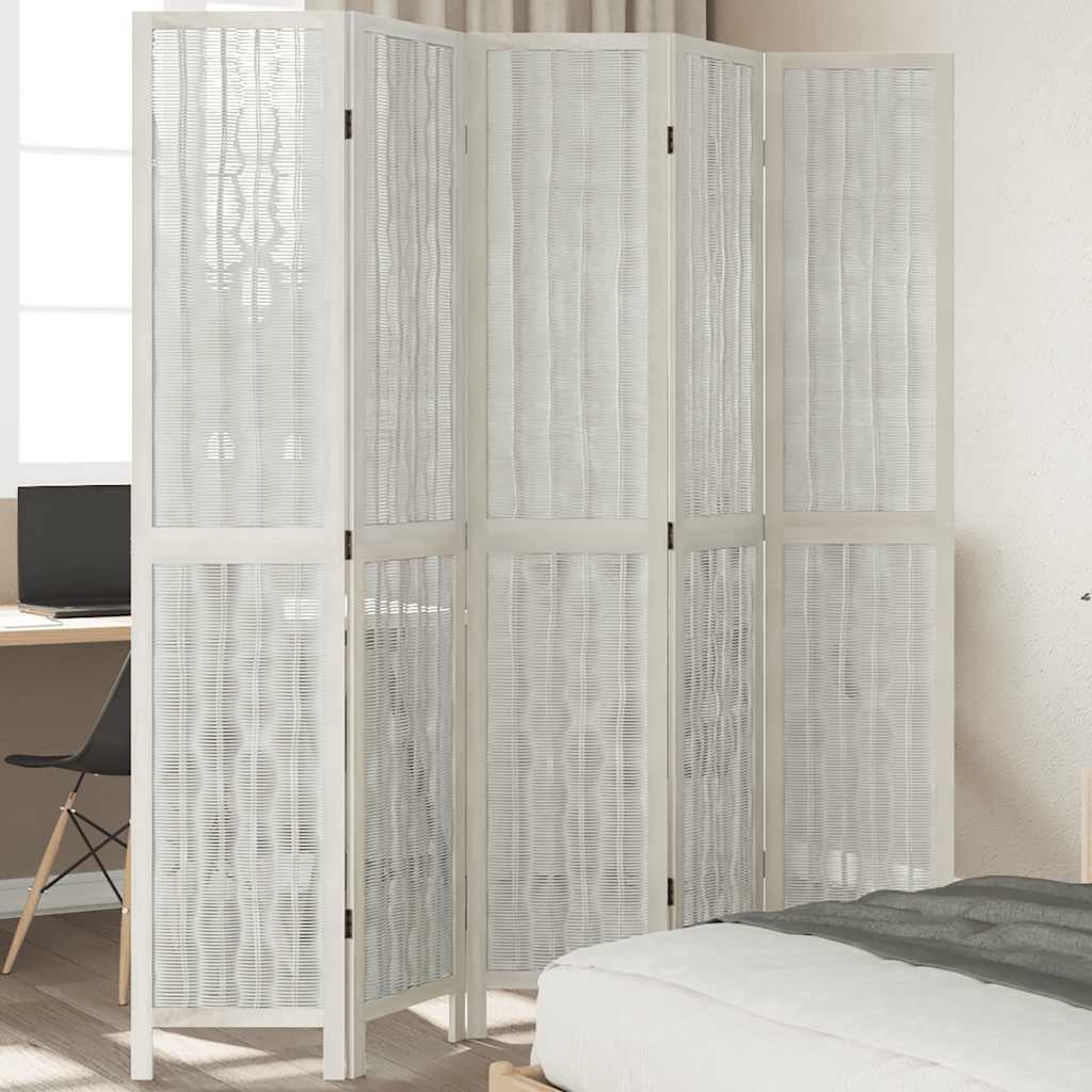 vidaXL Kamerscherm met 3 panelen massief paulowniahout wit