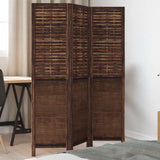 vidaXL Room Divider with 3 Panels Solid Paulownia Wood Dark Brown