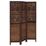 vidaXL Room Divider with 3 Panels Solid Paulownia Wood Dark Brown