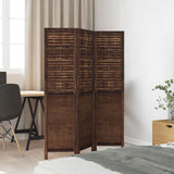 vidaXL Room Divider with 3 Panels Solid Paulownia Wood Dark Brown